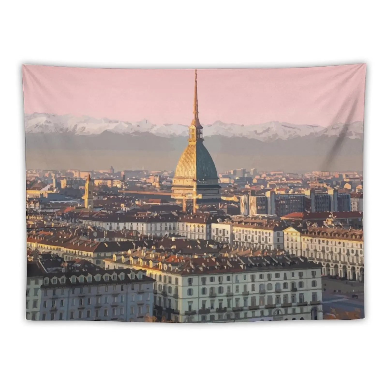 

New Turin, Italy Travel Illustration Tapestry Home Decorating Decor Home Room Decore Aesthetic Room Design