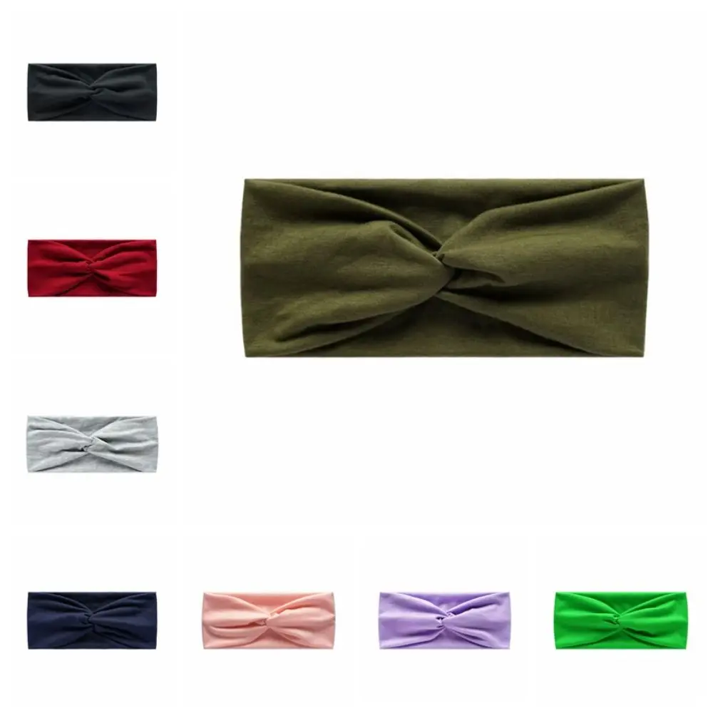 

Solid Color Yoga Headband Dance Cotton Elastic Hair Band Charming Currency Cross Headband Sports