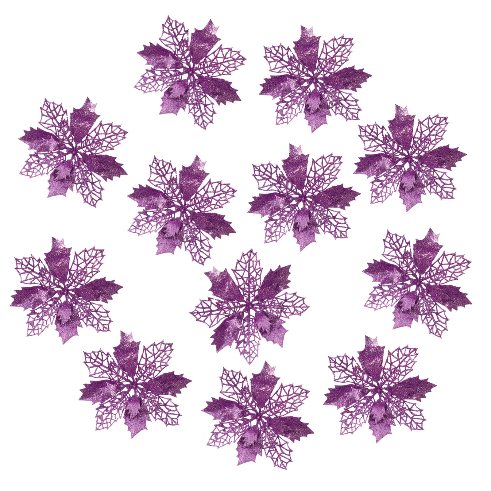 

12pcs Christmas Tree Wreath Glitter Artificial Flowers For Xmas Tree Decor Party Home Window Stair Handrail Simulated Flower