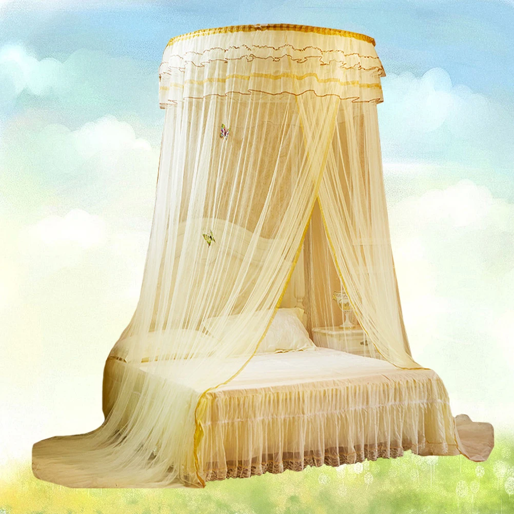 

1pc Lace Mosquito Net Bed Canopy Lightweight Sturdy Fine Mesh Breathable Hanging Ceiling Dome Room Corners Curtains