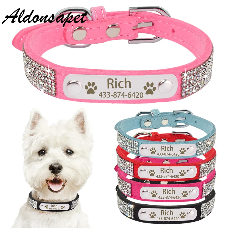 

Personalized Nameplate Bling Cat Dog Collar Custom Free Engraved ID Name Tag Pet Dog Collars for Small Medium Large Dogs