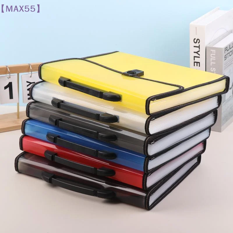 

【MAX-55】Large Capacity Waterproof File Transparent Folder Press Button Plastic Data Document Bag Pocket Storage Office Supplies