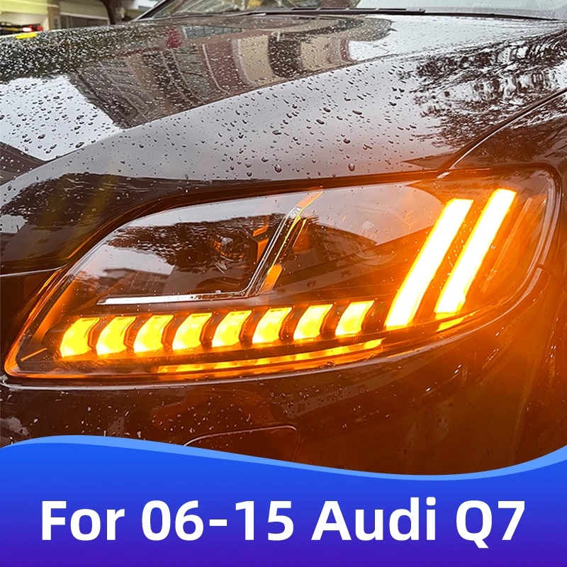 Car Lights for  Audi Q7 Headlight Assembly For 2006-2015 Audi Q7  refit Audi Q8 style LED Day Running Light streamer turn signal