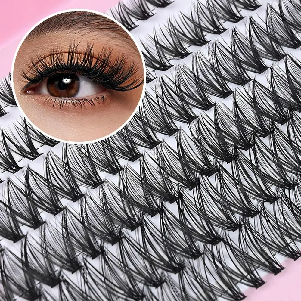 Fotografia 4: Kit de Extensão de Cílios DIY com 12 Fileiras de Cílios Postiços de Aparência Natural, Estilo Wispy, com Adesivo e Selante, Design em Cachos