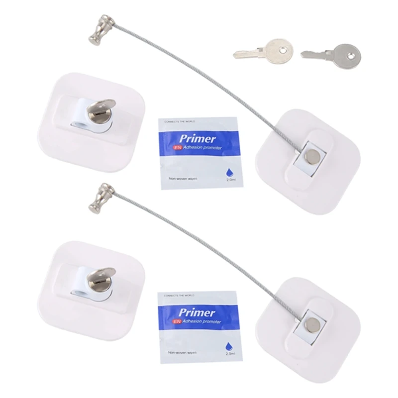 

A32R-Refrigerator Lock, Mini Fridge Lock With Key For Adults, Lock For A Fridge, Cabinet Door(White 2Pack)