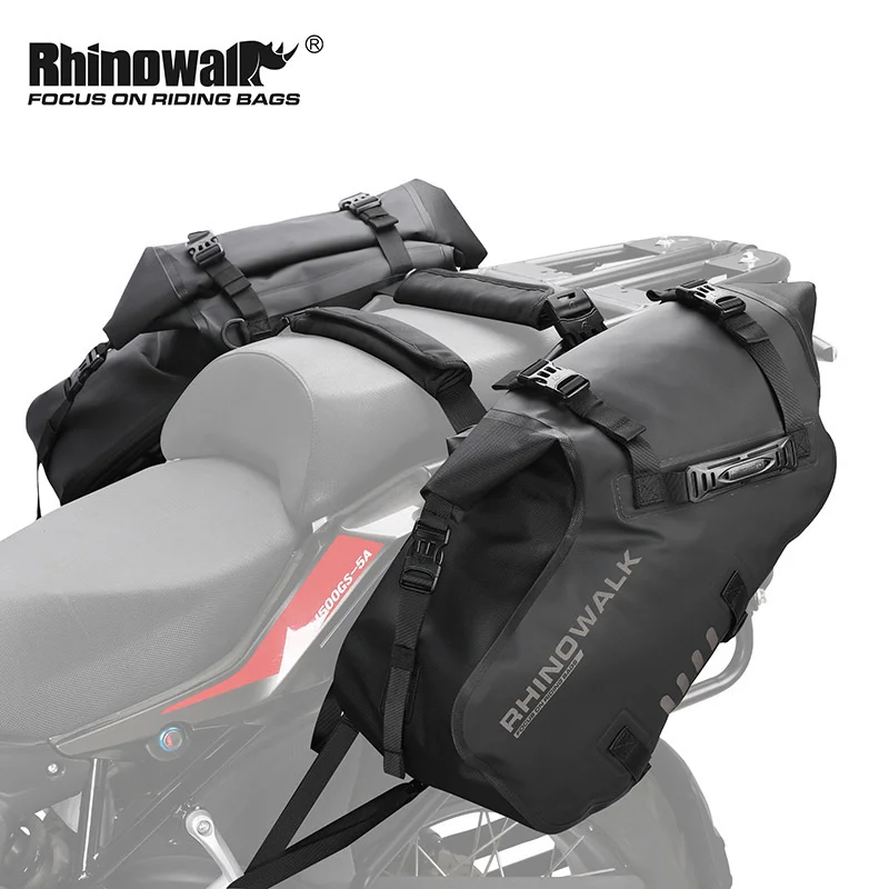 Rhinowalk 14L*2 Motorcycle Saddlebags Waterproof Double Side Storage Travel Luggage Pannier Multifunction Shoulder Bag MT1428BK