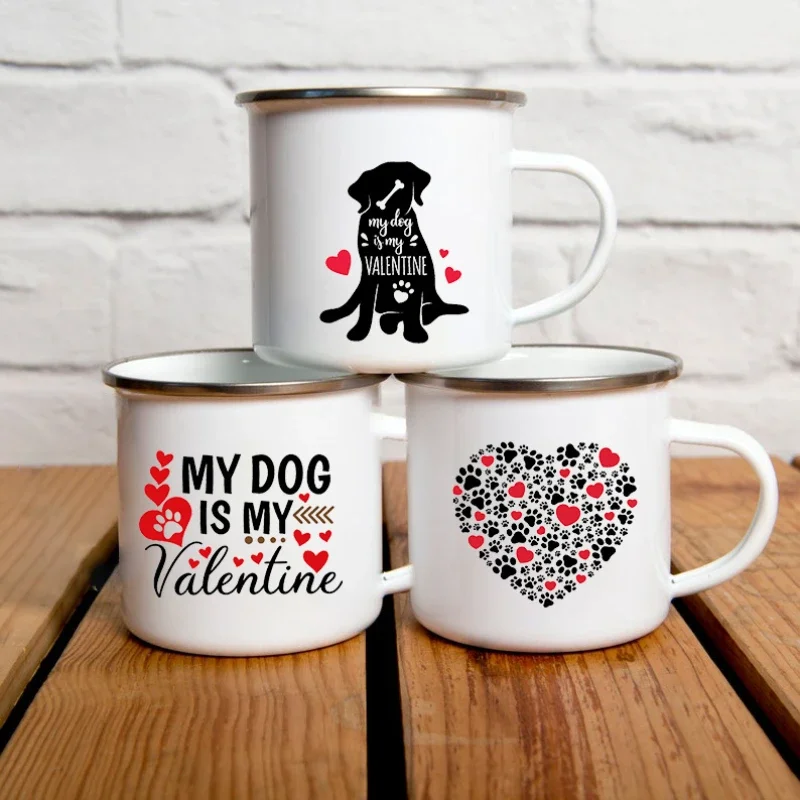 

My Dog Is My Valentine креативные кофейные кружки, Женская эмалированная чашка, домашняя кружка для какао воды, коллега, подарки для признательности