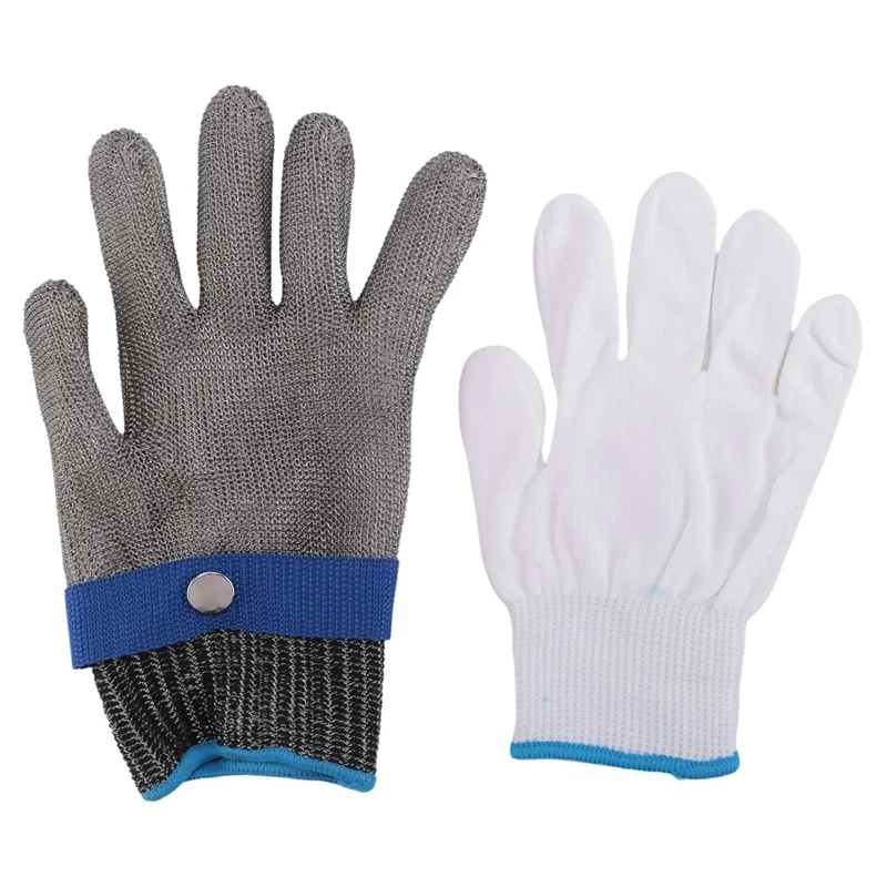 1 Only Stainless Steel Metal Mesh For Right And Left Hand Protection Grade 5, Wooden Cutting Gloves