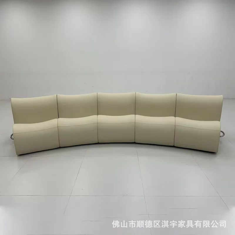 Qiyu Italian Minimalist Water Ripple Curved Combination Sofa Light Luxury Hotel Lobby Special-shaped Creative Fabric Sofa