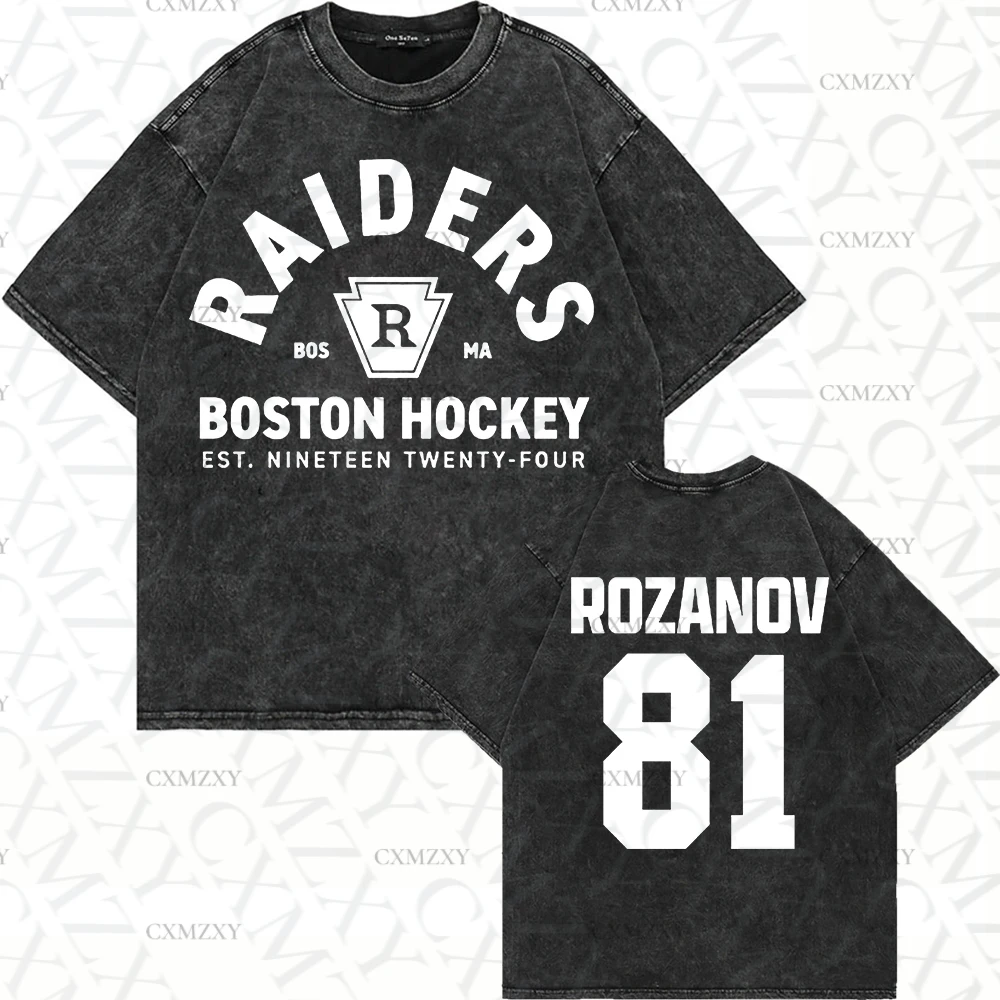 

100% Cotton Vintage Washed Heated Rivalry Ilya Rozanov 81 Boston Raiders T Shirt Men Scott Hunter Shane Hollander Acid Wash Tees