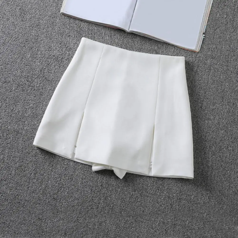 

High Waist Short Skirt Elegant High Waist Women's Mini Skirt with Side Split Design A-line Silhouette Soft Polyester Fabric