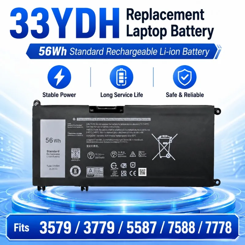 Compatible 33YDH 56Wh High Capacity Li-ion Battery for G3 3579 3779 G5 5587 G7 7588 7778 Gaming Notebook PC Laptop Battery Pack