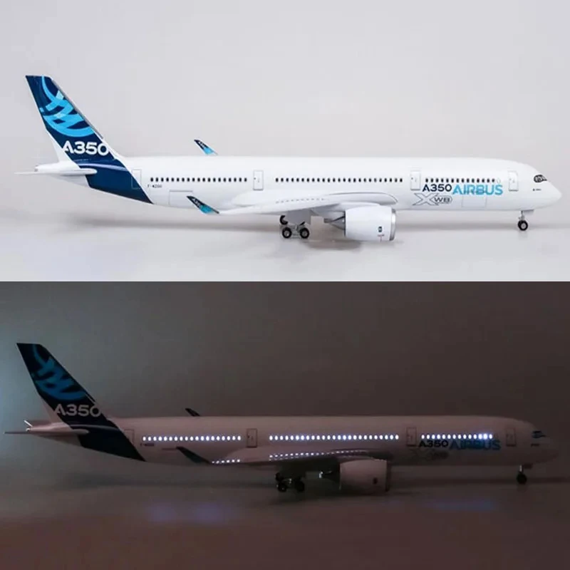 1:142 Airplane Model A350 Prototype Airways 350 Plane Toy Model Kits with LED Light(Touch or Sound Control) for Decoration