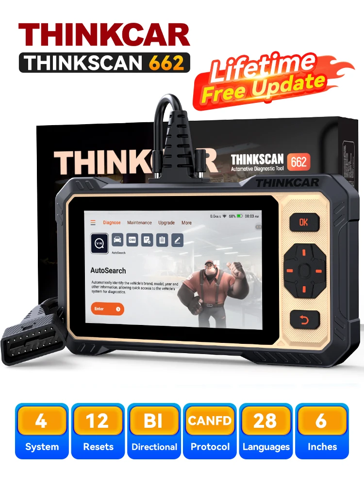 Lebenslange Kostenlose Updates THINKCAR THINKSCAN 662 OBD2 Diagnosegerät CANFD Bidirektionale Steuerung ECM/Getriebe/ABS/SRS Scanner