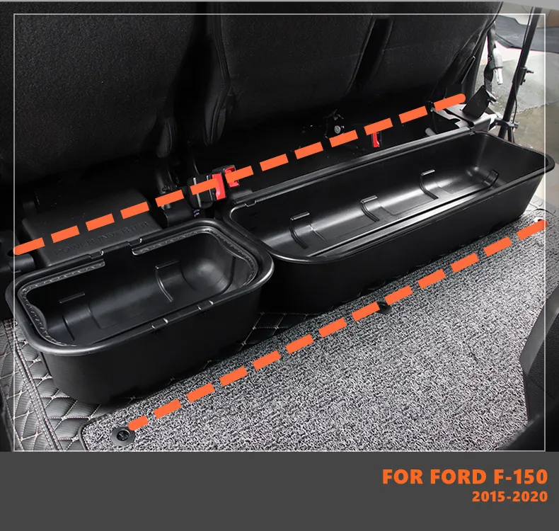 High Quality Black ABS Inner Rear Door Armrest Storage Box Pocke Split and Integrated Fit For Ford F150 F-150 2015-2020