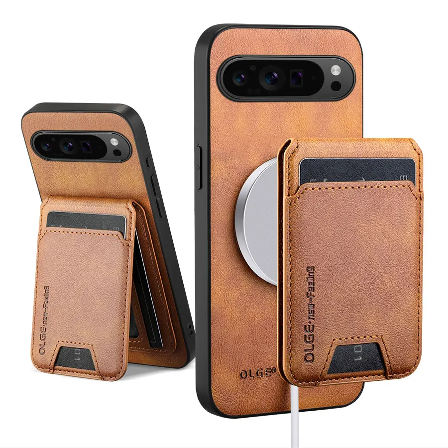 Magnetische Lederhülle für Google Pixel 7 7A 8 8A 9 9A 10 10A 11 Pro XL Kartenhalter Abnehmbare Brieftasche Stoßfeste Schutzhülle