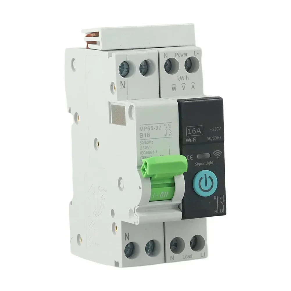 16A WiFi Smart Circuit Breaker With Metering Energy-Monitoring Remote And Manual Switch For Tuya And Smart-Life-App Control