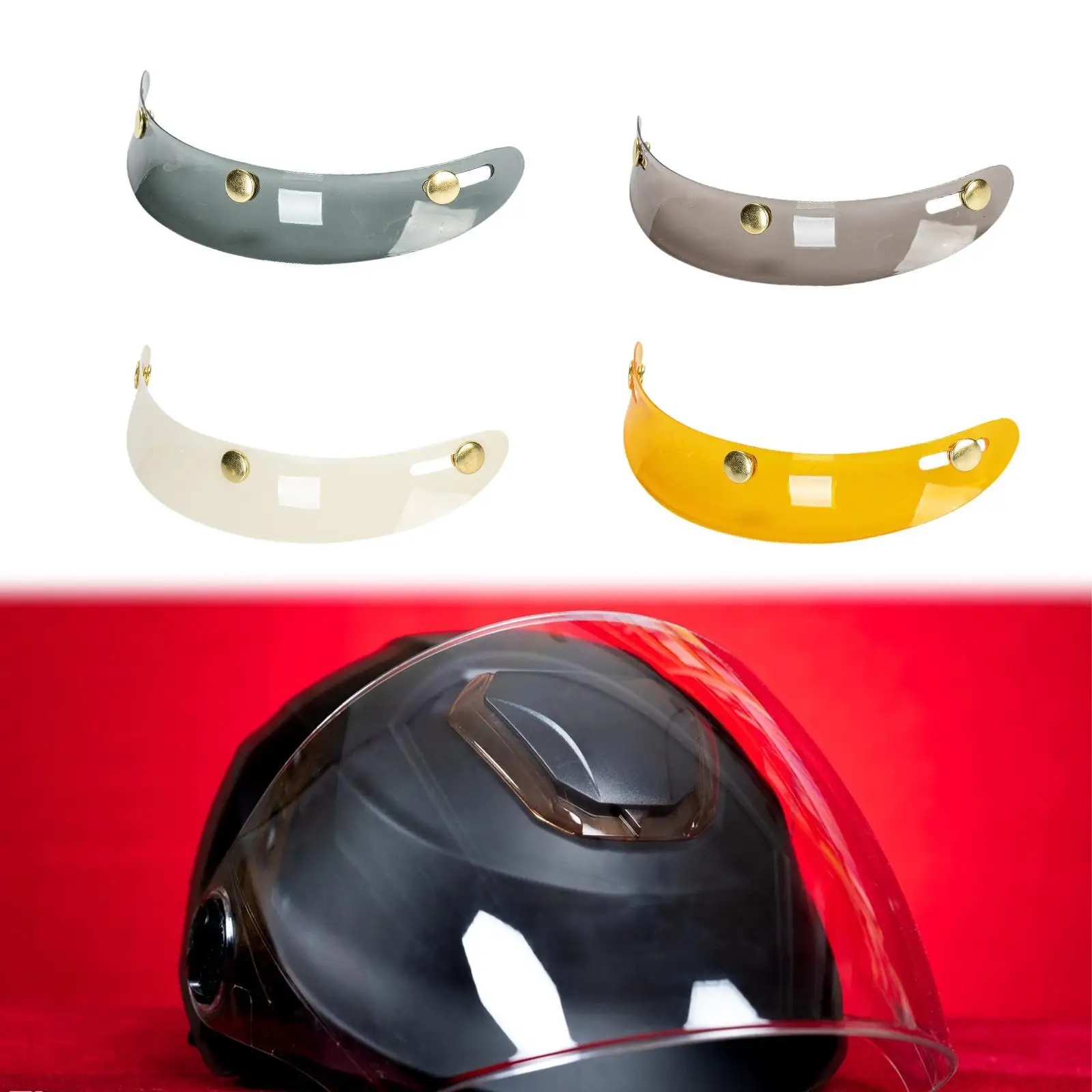 Helmet Peak Visor 3 Snap Wind Resistant Stainless Steel Accessory for Helmet Decoration Open Face Helmets
