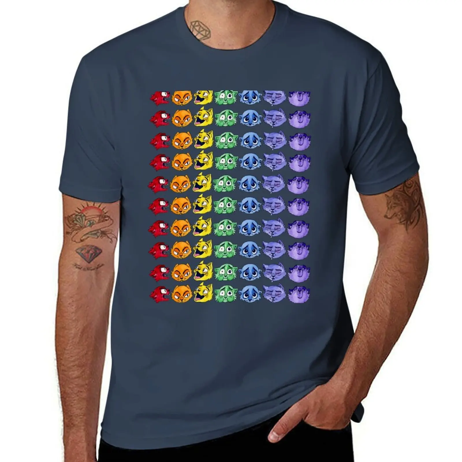 

Expressions Rainbow Feline T-Shirt Active Sports Short Sleeve Cotton Shirt