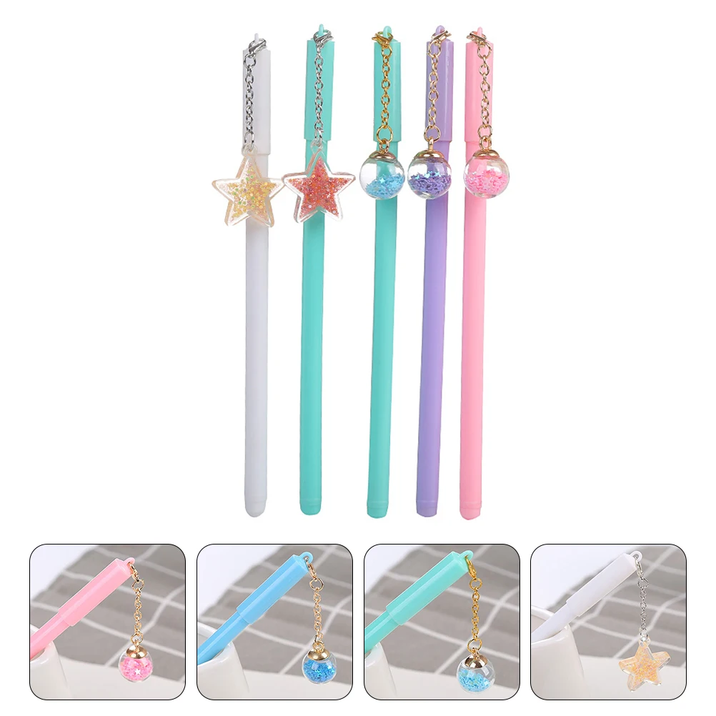 

5pcs Gel Pens Cute Colored Student Stationery Cartoon Plastic Ink Marker Pens Round Smooth Pend Teacher Office Worker Secretary