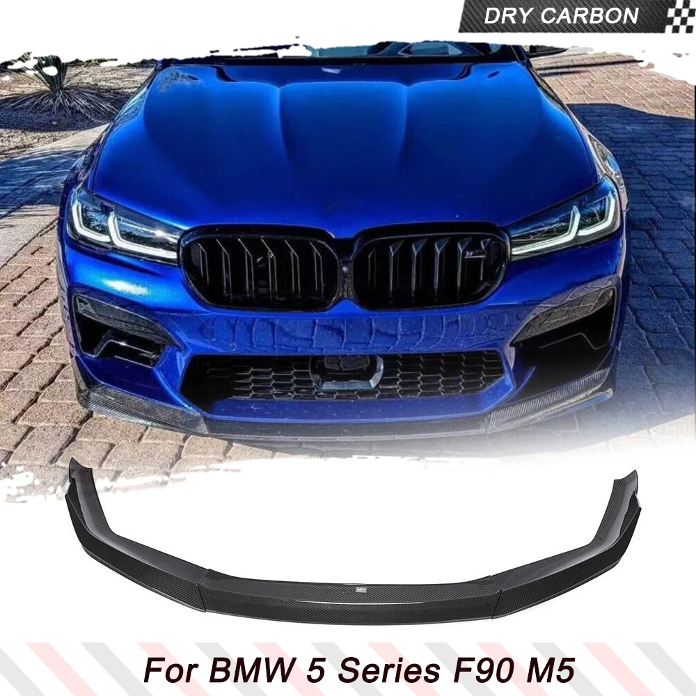 

Car Front Bumper Lip Spoiler Splitters For BMW 5 Series F90 M5 Sedan LCI 2020 2021 Front Lip Chin Spoiler Apron Carbon Fiber