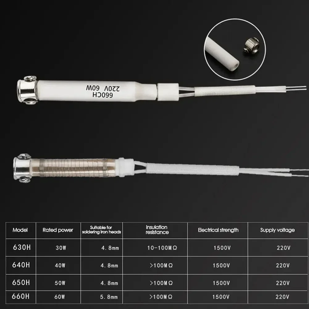 1pc 30W-60W Semi/All Ceramic Core Soldering Iron Core Heating Element Replacement Welding Tool Metalworking Accessories