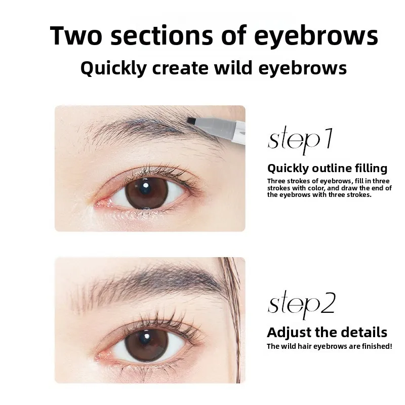 قلم حواجب فاخر، مقاوم للماء، يدوم طويلاً، غير قابل للتلوين، قلم حواجب برية بأربعة محاور، قلم حواجب مائي سائل