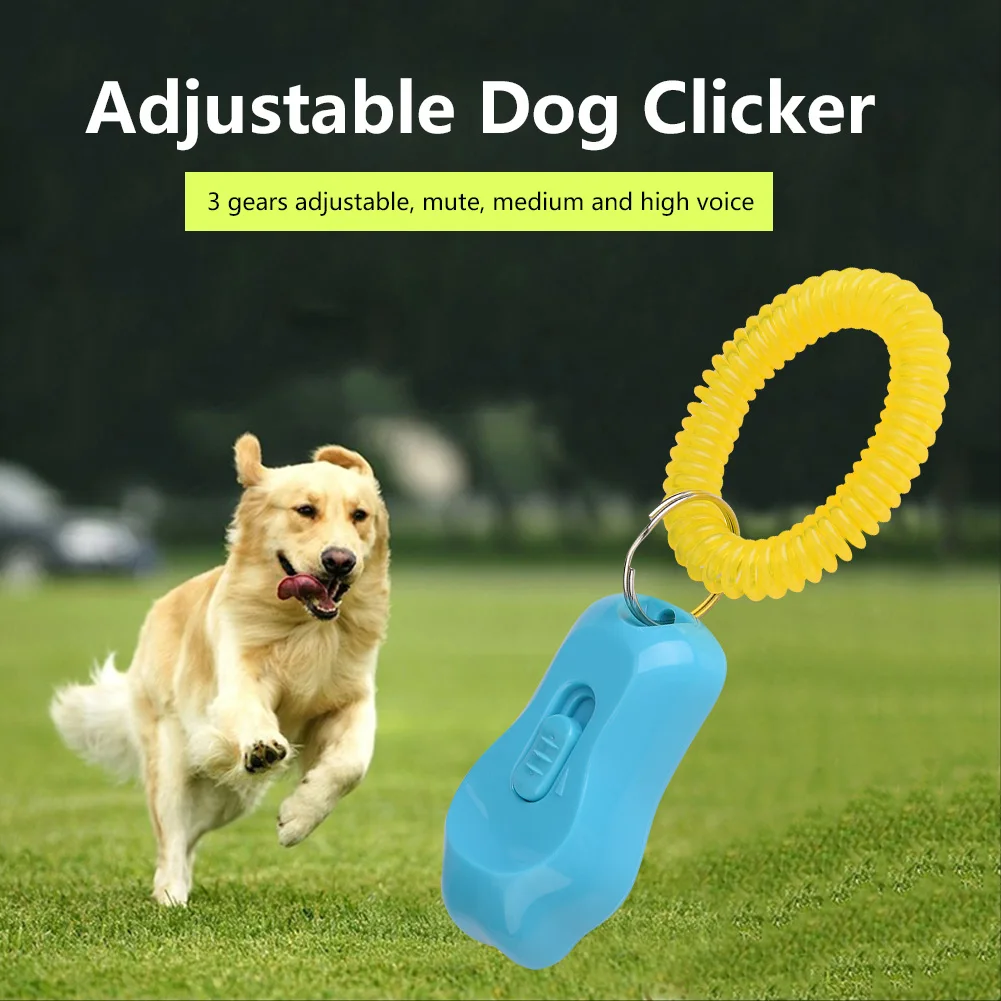 Dog Training Clicker Pet Cat Dogs Click Trainer Aid Tools Adjustable Wrist Strap Sound Key Chain Dog Supplies Adjustable 3 Gears