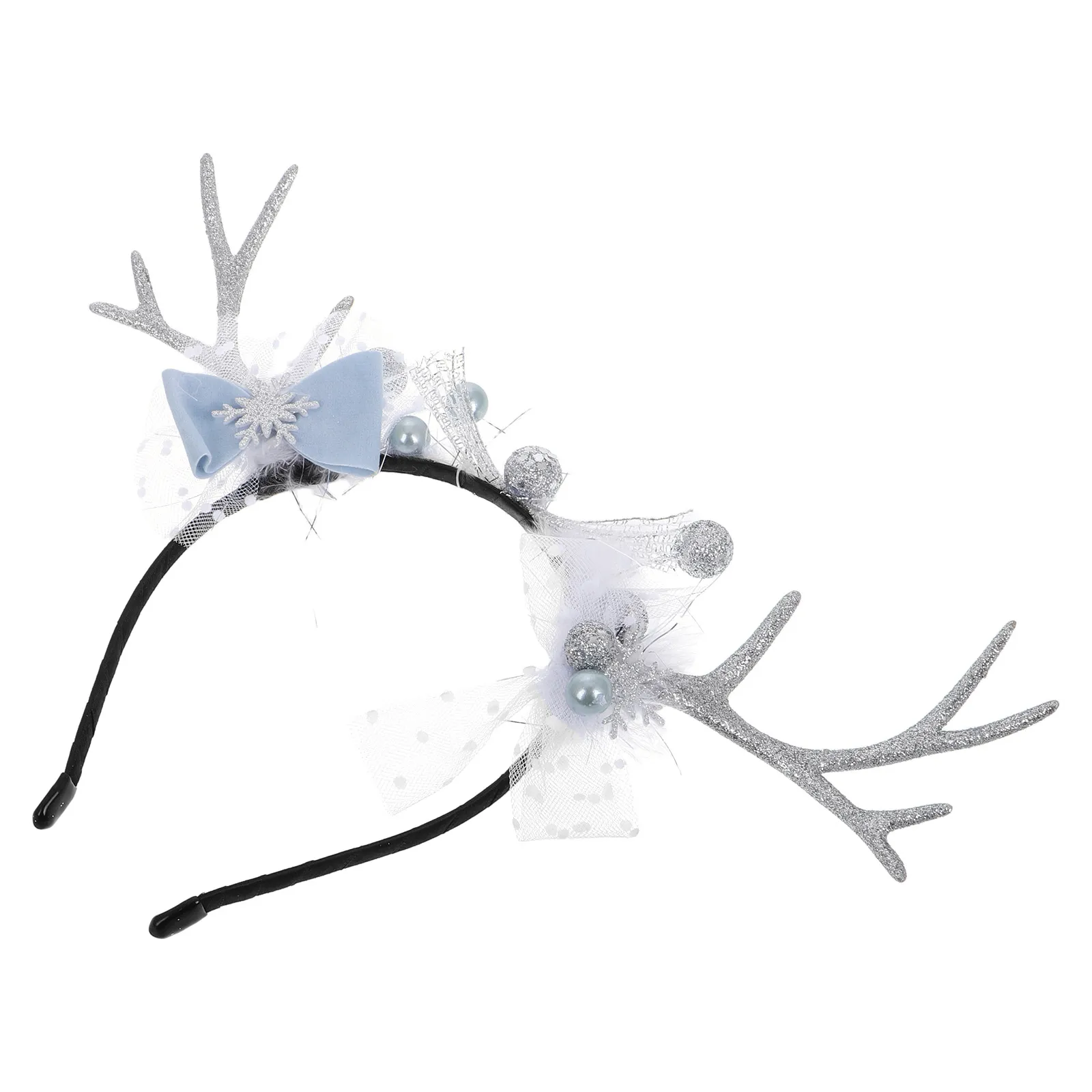 

Festive Christmas Deer Antlers Headband Snowflake Bow Hair Clip Party Accessory for Women Holiday Animal Hair Hoop