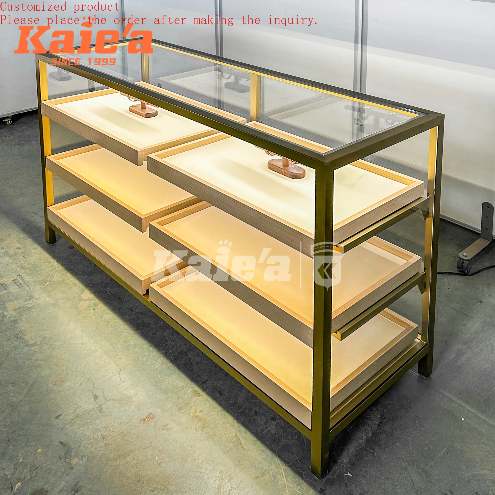 

Custom Shop Store Fixture Shopping Mall High End LED Light Glass Display Counter Retail Store Glass Display Showcase