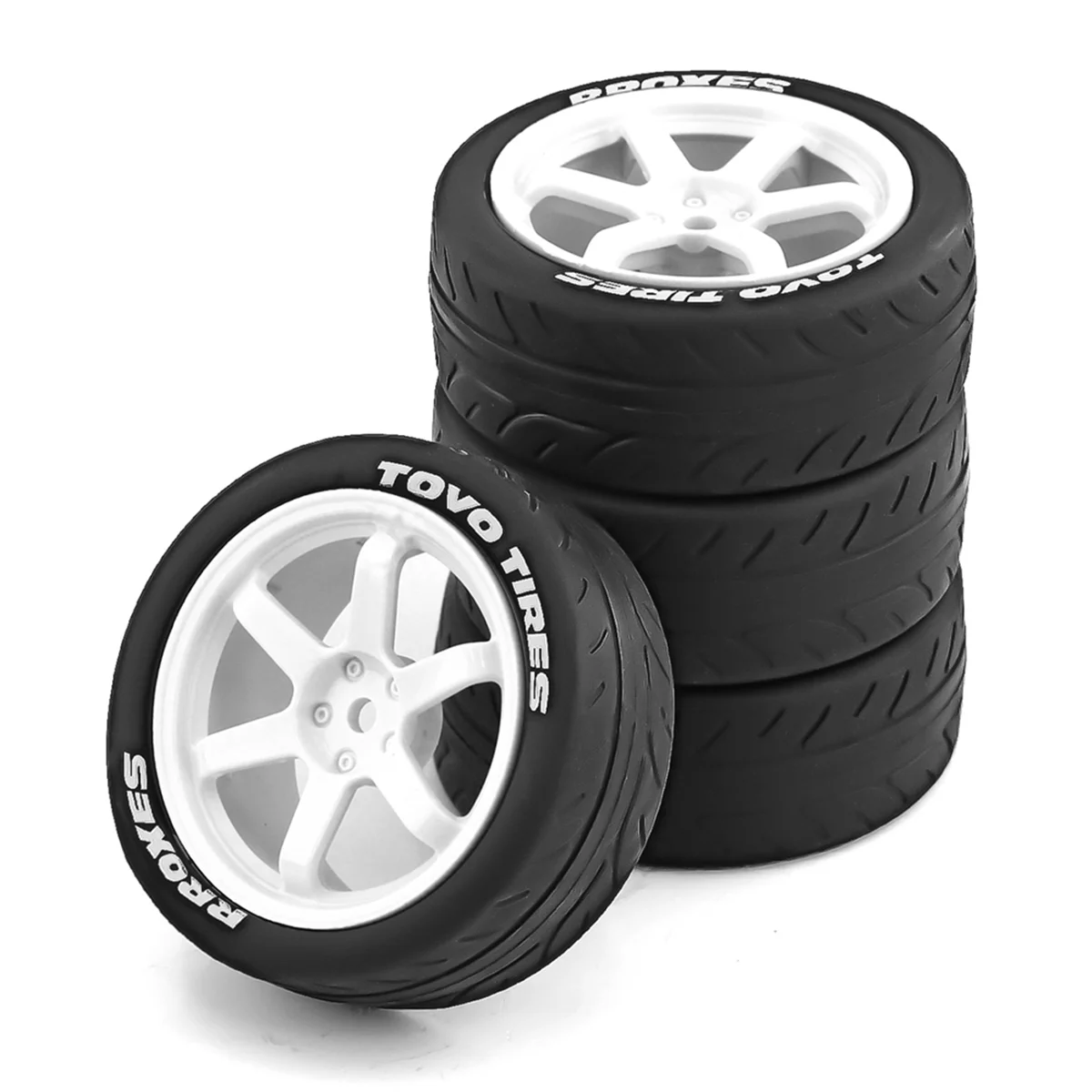 4PCS 68mm 1/10 RC Racing Car Tires on Road Touring Drift Car Tyre Wheel for TT01 TT02 XV01,White