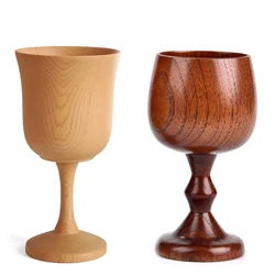Hand-made Wood Goblet Cup Jujube Wooden Wine Water Cup Classical Wine Glass Kitchen Drinkware Goblet Kitchen Tool