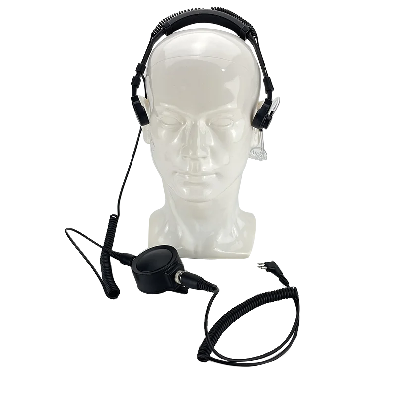 K6 Telescopic Throat Mic Telephone Headset Large Transmit Button Universal M-Type Connector Compatible Motorola P3688E P450