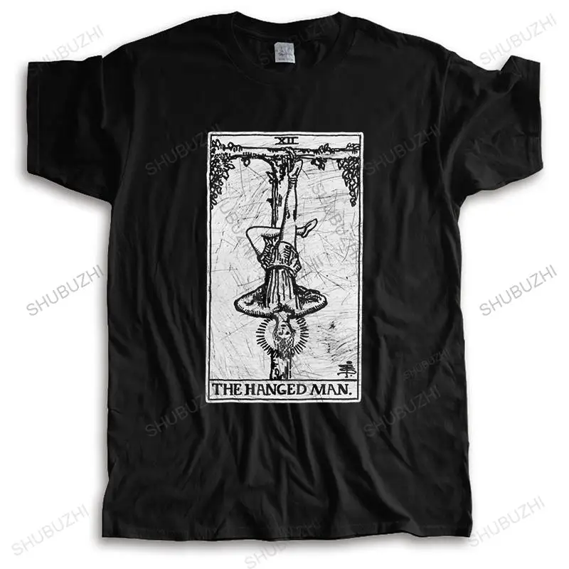 The Hanged Man Tarot Card Major Arcana Fortune Telling Occult T Shirt Men Cotton Halloween Tee Tops Short-Sleeve T-shirt