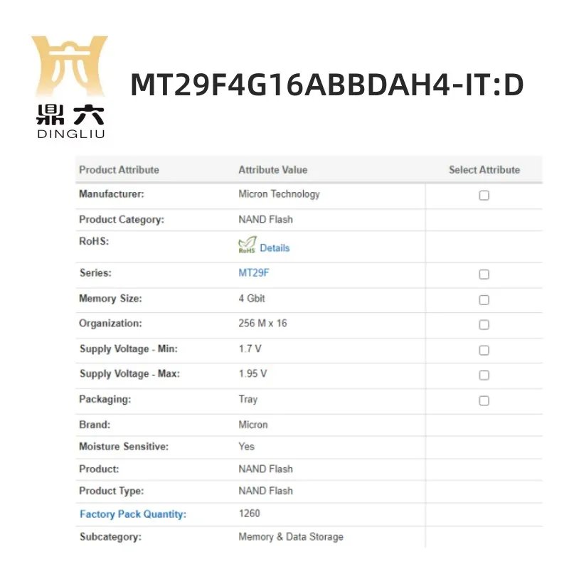 MT29F4G16ABBDAH4-IT:D  Memory Data Storage VFBGA-63