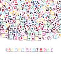 100pcs 4.5/6mm Acrylic Beads Mixed Letter Beads Loose Square Beads for Making Craft DIY Necklace Bracelets Accessories