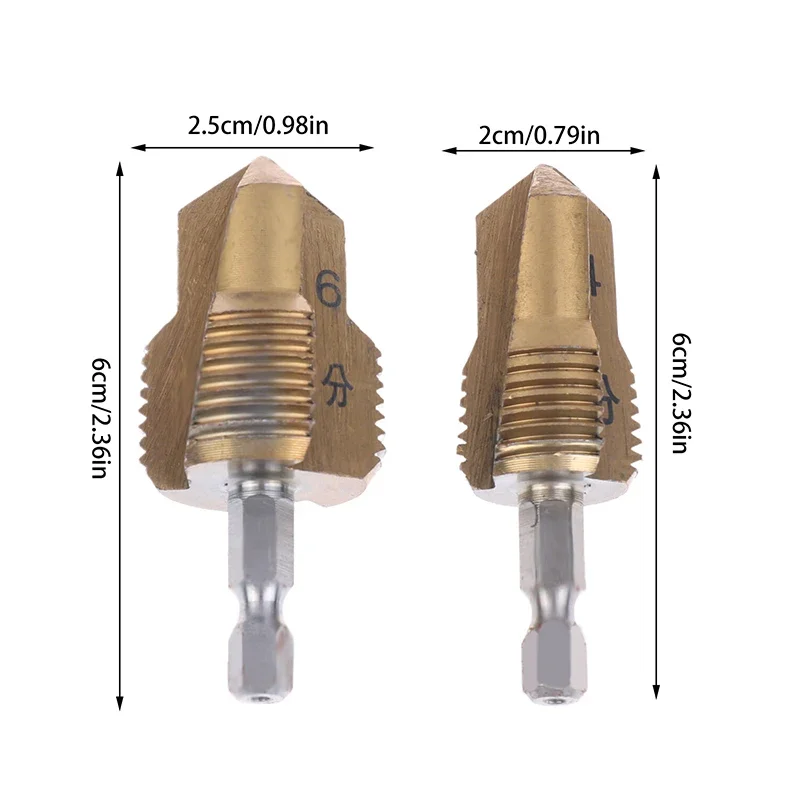 1/2pcs 4/6 Point PPR Water Pipe Drill Bit Hexagonal Handle Hole Opening Step Drilling Punching No Slipping