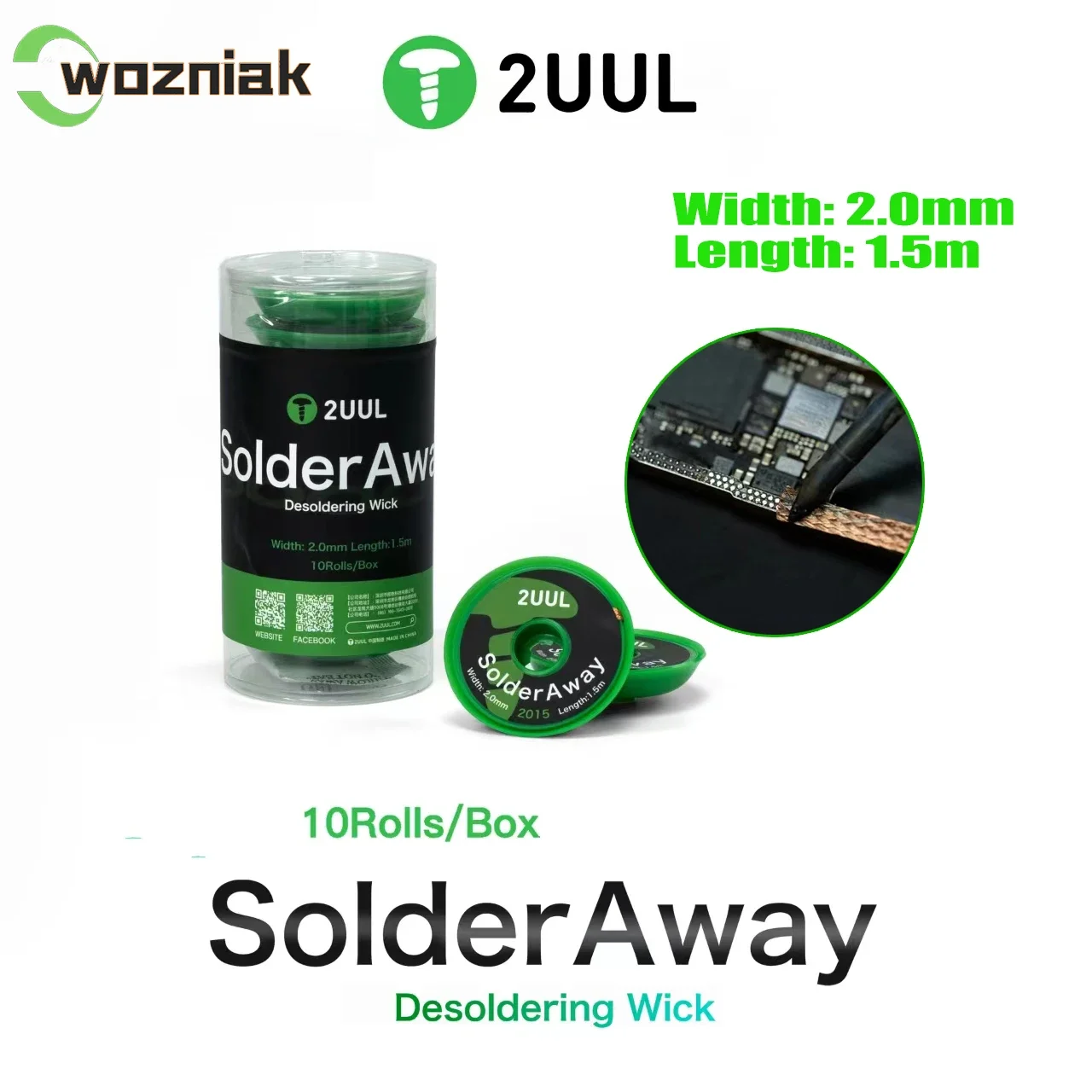 2UUL Soldera Away Desoldering Wick Clean Soldering Rosin For PCB Repair Phone Mainboard Welding Flux Wire IC BGA CPU Nand Tool