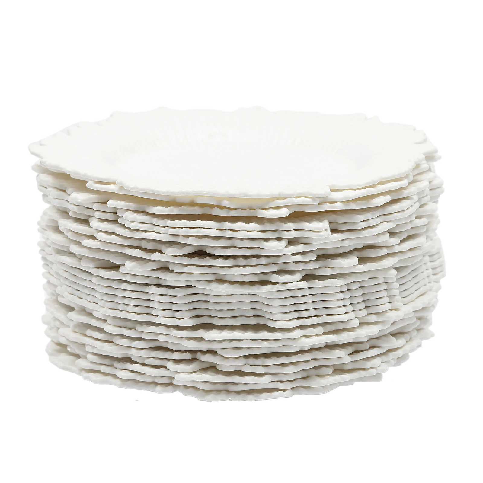 

24-Pack Charger Plates, Marine-Inspired Electroplated White Plastic, 12.6-inch Outer Diameter, 8-inch Stable Bottom for Dining T