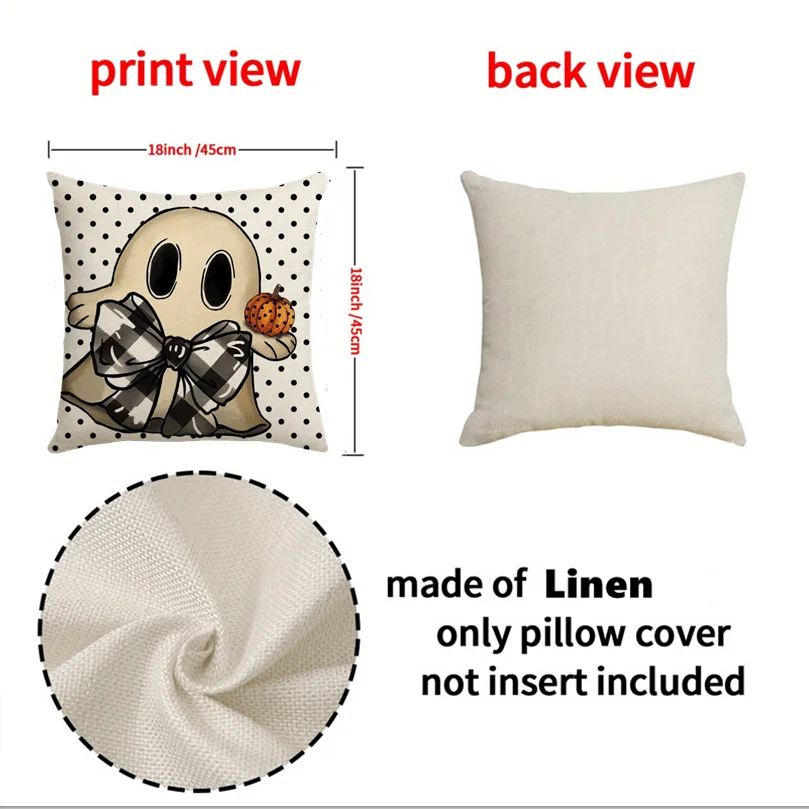 1pcs Halloween checkered pumpkin ghost throwing pillowcase set,used for sofas, bedrooms,Halloween ghost pumpkin design