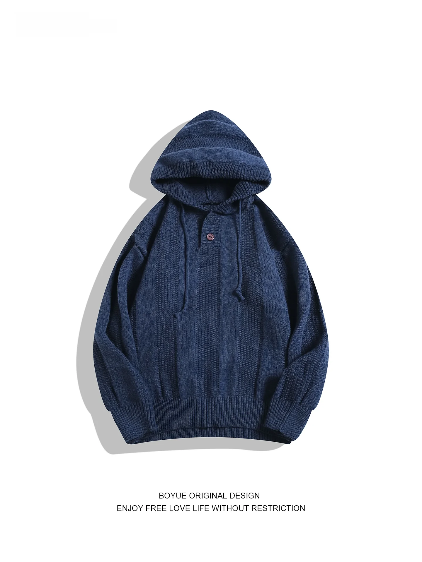 

Boyue Retro Lazy Sle Hooded f Open Knitwear Warm Couple Simple Men Women Sweater Casual Winter Long Sve Hoodie