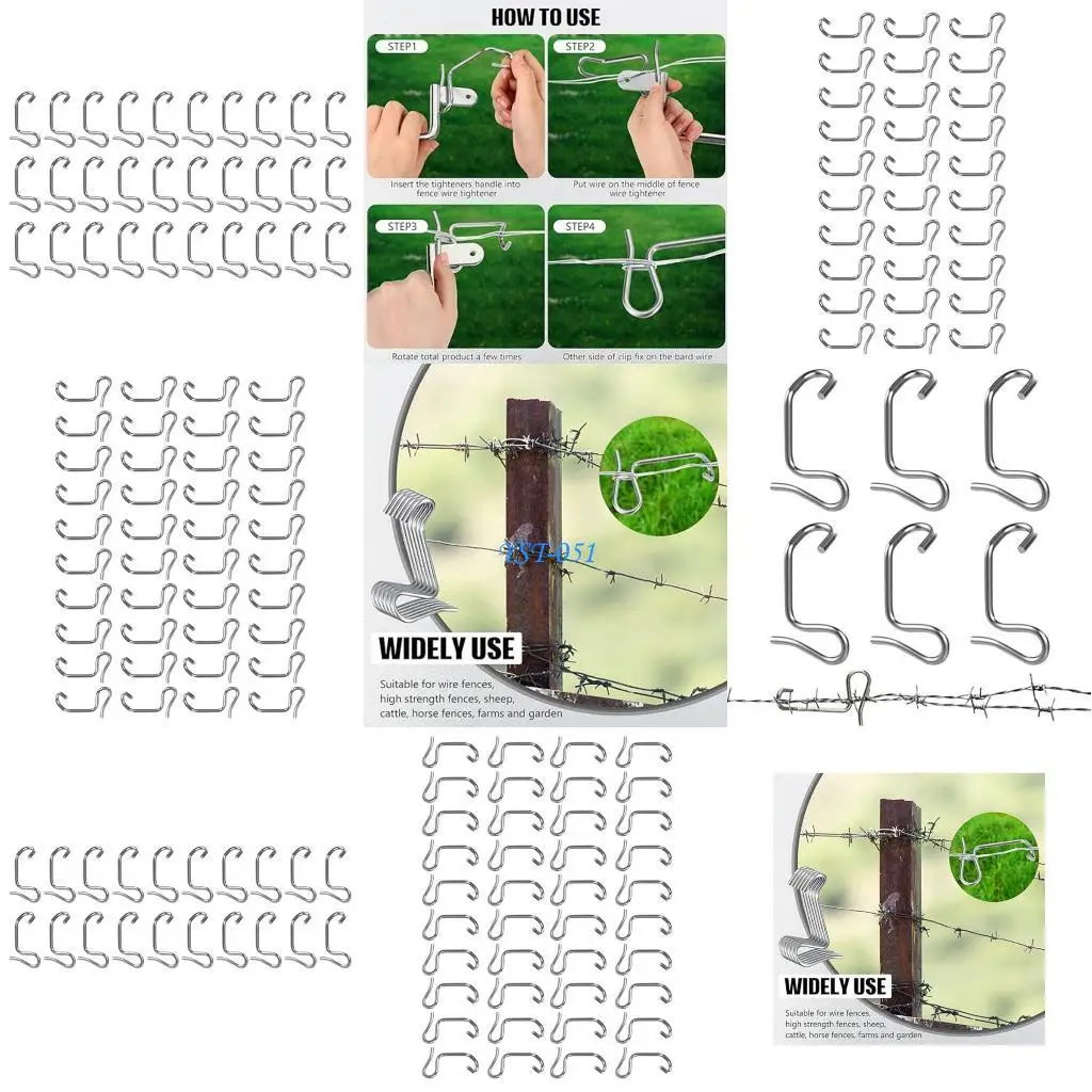 

E15A 20/30/40Pcs Galvanized Wire Tightener Tool With Reusable Design Quick Tension Adjustment For Farm Ranch Corral Fence