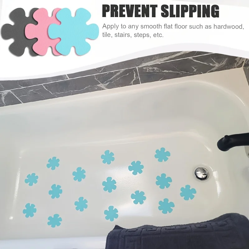 20pcs Bathroom Anti-Slip Stickers, Flower-Shaped Shower Mats, Self-Adhesive Stickers, Bathtub Anti-Fall Stickers