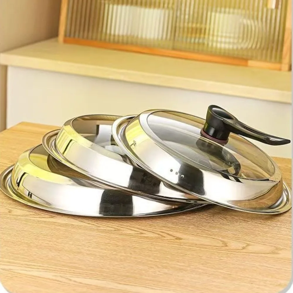 Durable Visible Pot Cover Stainless Steel Universal Pot Lid 30-42cm Round Cookware Parts Kitchen Accessories