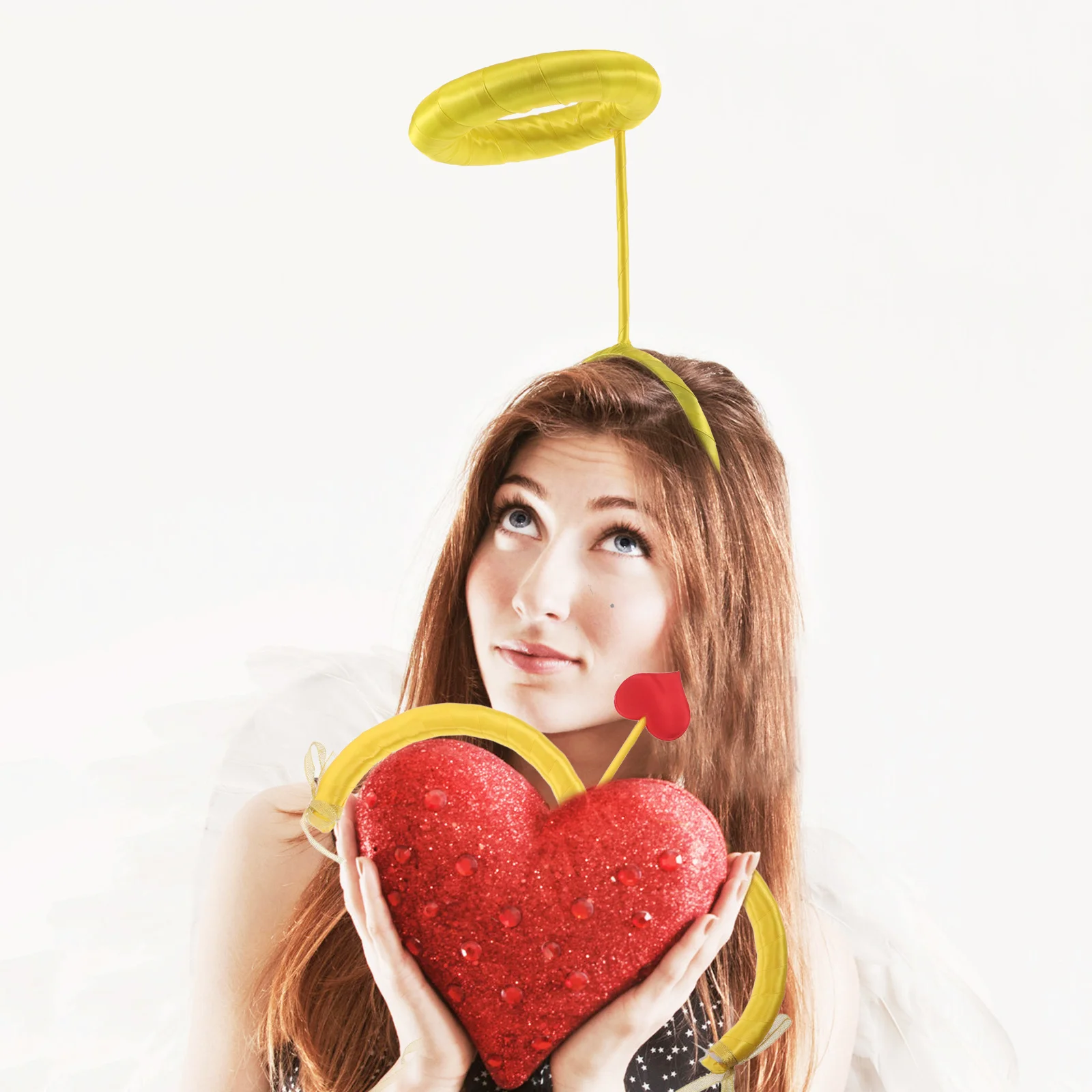 

1 комплект, мини-повязка на голову со стрелкой и бантом Купидона, желтый костюм для косплея на день Святого Валентина, аксессуар для вечеринки, свадьбы, реквизит, принадлежности для костюмов