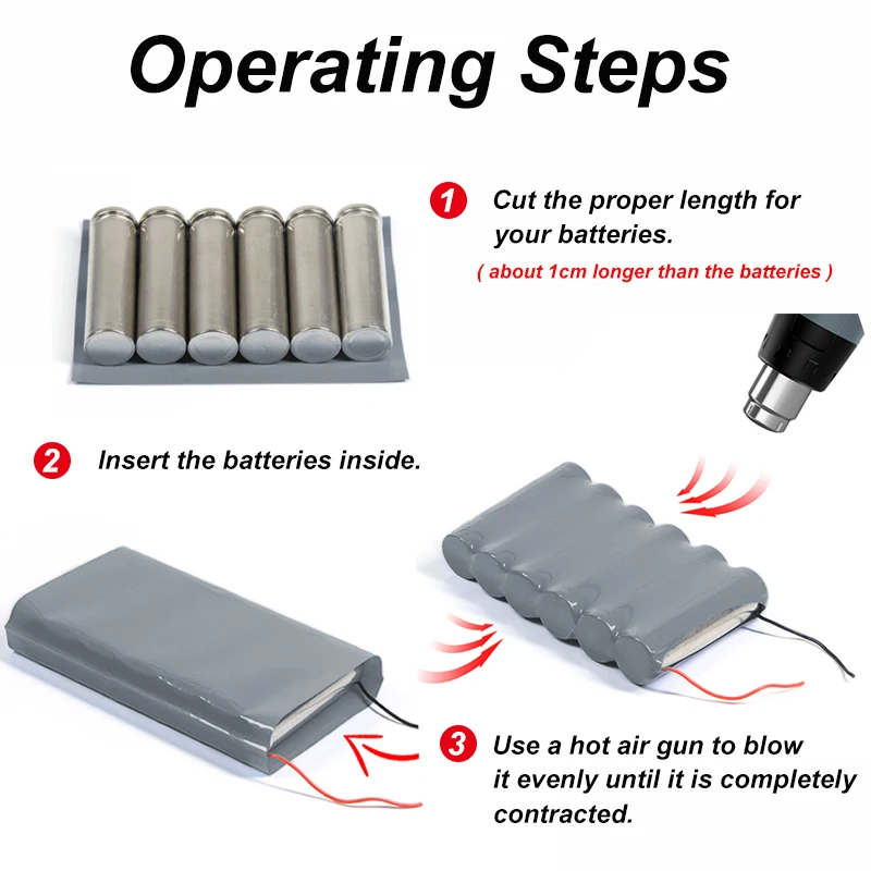 1~20M Grey PVC Heat Shrink Tube Width 17mm ~ 450mm Width Insulated Cable Sleeve Shrink Wrapping Lithium Case Battery Film Wrap