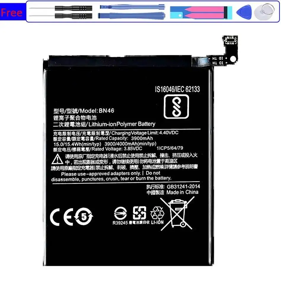 Battery for Xiaomi Note 7 10 10T Pro Note3 for Redmi Go 5 For Mi 6X A2 2 3 5 6 8 Lite CC9e K30i Max BN46 BN47 48 49 5