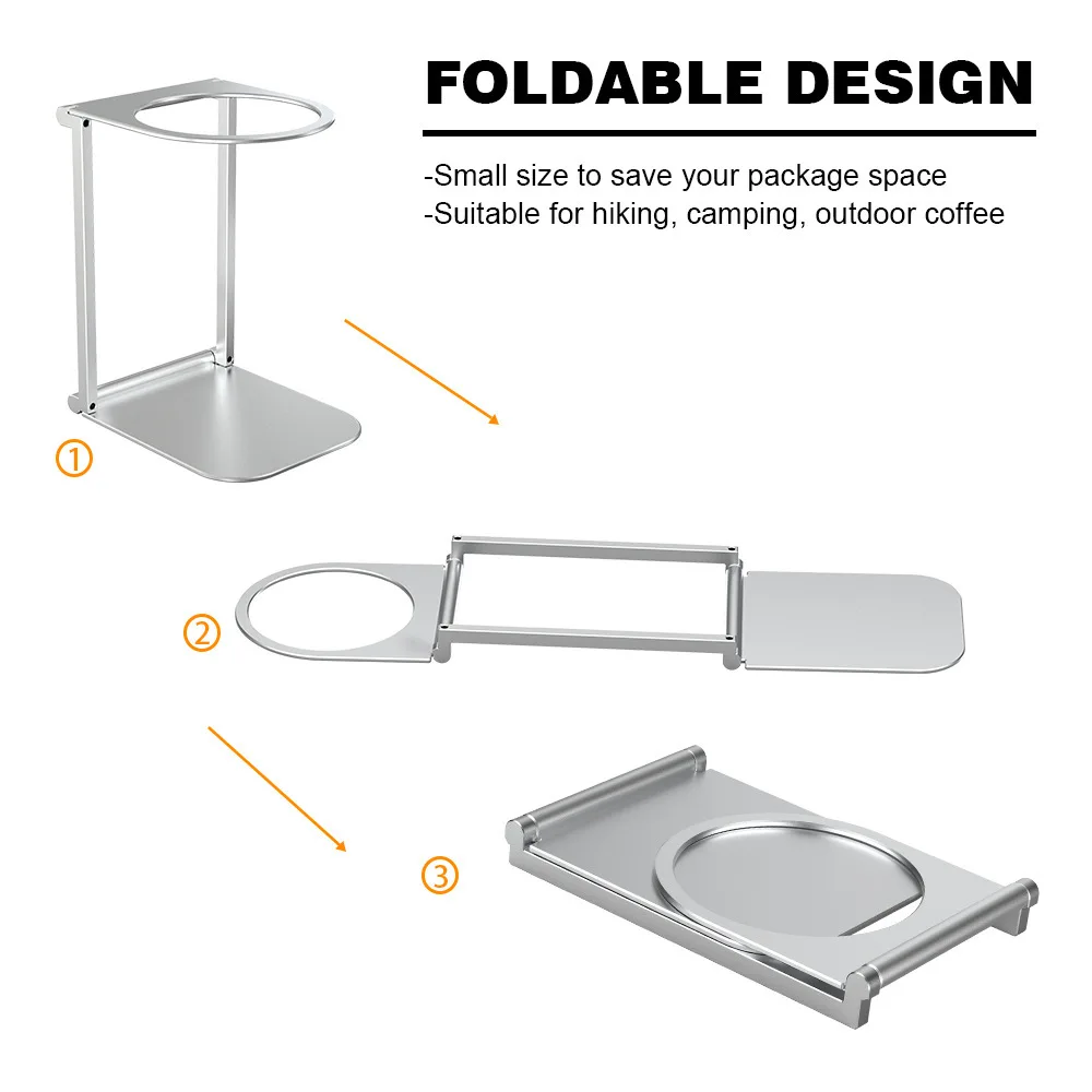 

F2 Portable Coffee Drip Holder Aluminum Alloy Foldable Support Stand for Espresso Machine Travel Outdoor Use Coffee Brewing Tool