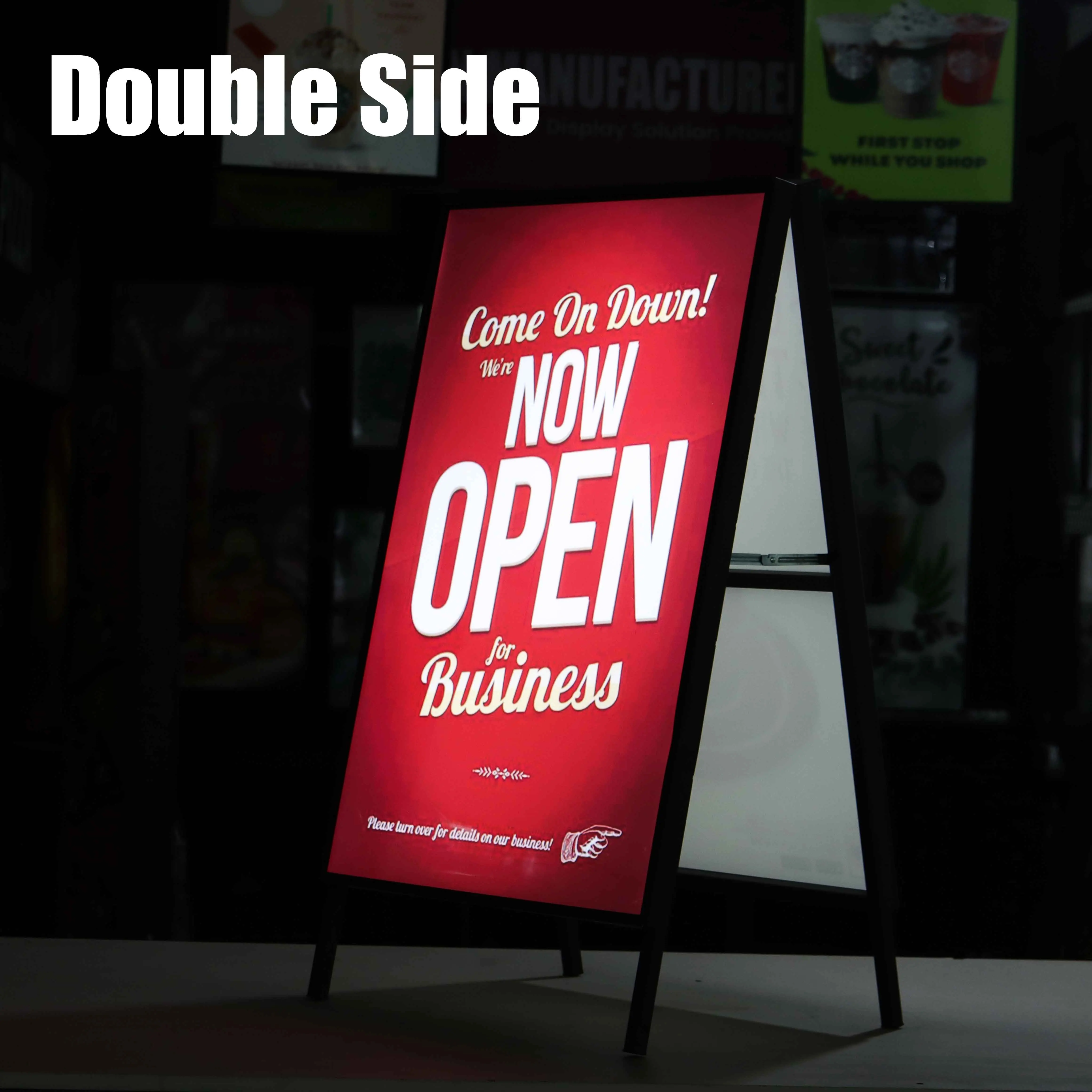 Double Side Plugging Menu Poster Sign LED Light Box Floor Standing "A" board per espositore per caffetteria ristorante Bar