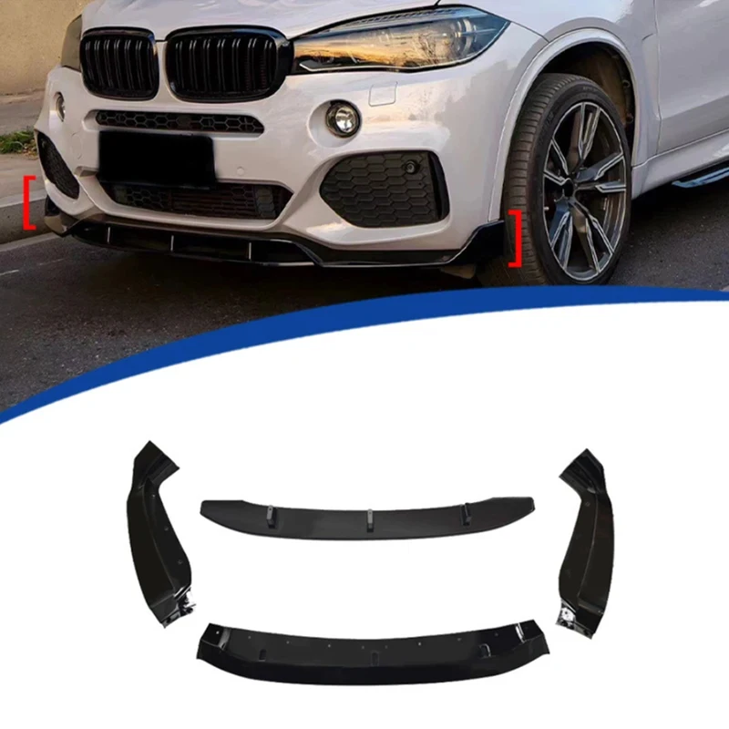 

For BMW X6 F16 2014-2019 Bright Black Front lip Car Front Bumper Diverter Spoiler Diffuser glossy black Front lip chin body kit